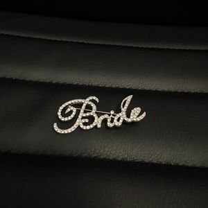 Cursive rhinestone Bride pin